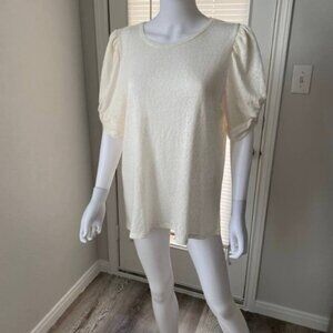 Bobeau Light Academia Soft Puff Sleeve Blouse Sz L